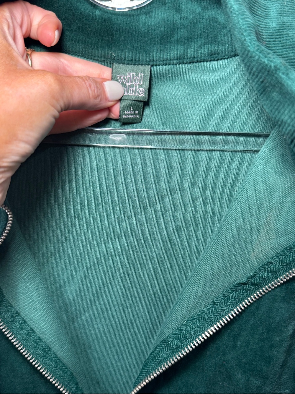 🦚 wild fable Dark Green Velour Quarter-Zip Pullover 🦚 - Picture 4 of 5
